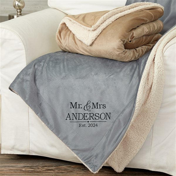 Wedding Couple Embroidered Sherpa Blankets - 30081