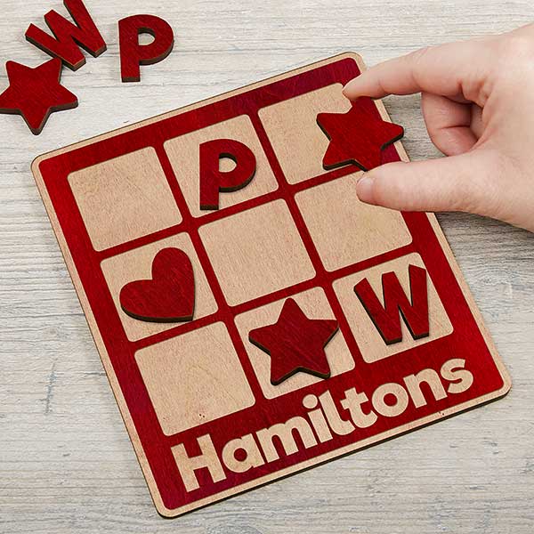 Personalized Family Wooden Tic Tac Toe Game - 30100