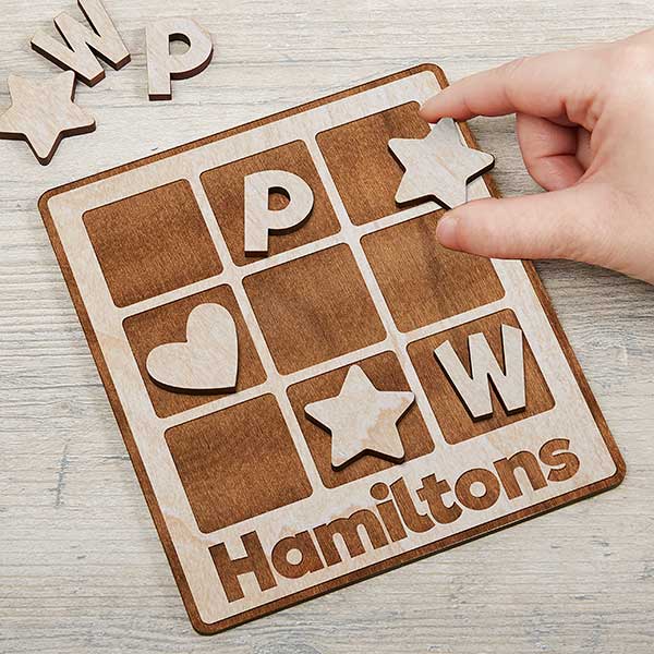 Personalized Family Wooden Tic Tac Toe Game - 30100