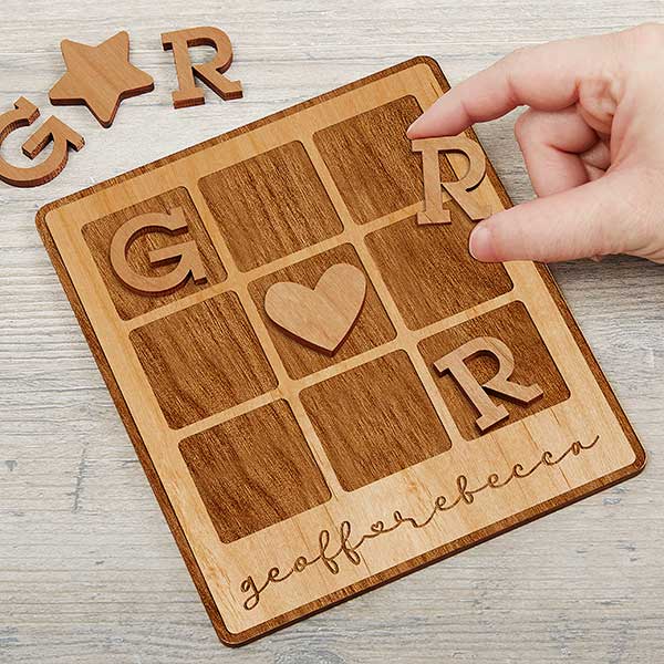 Personalized Romantic Wooden Tic Tac Toe Game - 30102