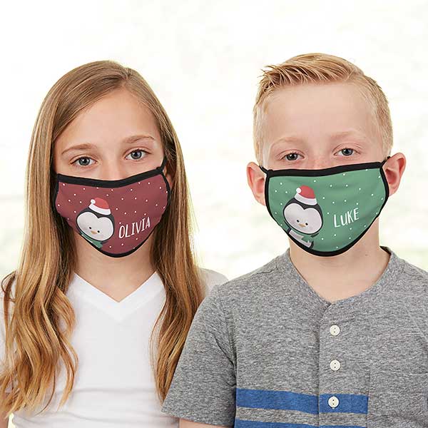 Holly Jolly Characters Personalized Christmas Kids Face Masks - 30109