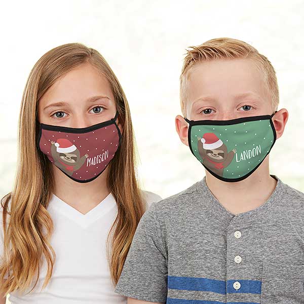 Holly Jolly Characters Personalized Christmas Kids Face Masks - 30109