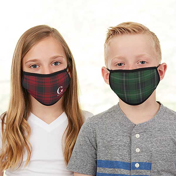 Christmas Plaid Personalized Kids Face Mask - 30115