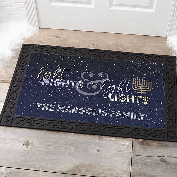 Eight Nights & Eight Lights Personalized Doormat 20x35