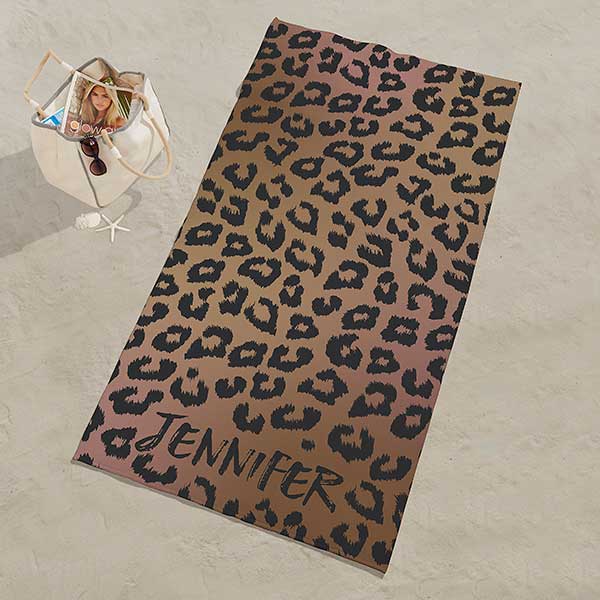 Leopard Print Personalized Beach Towels - 30143