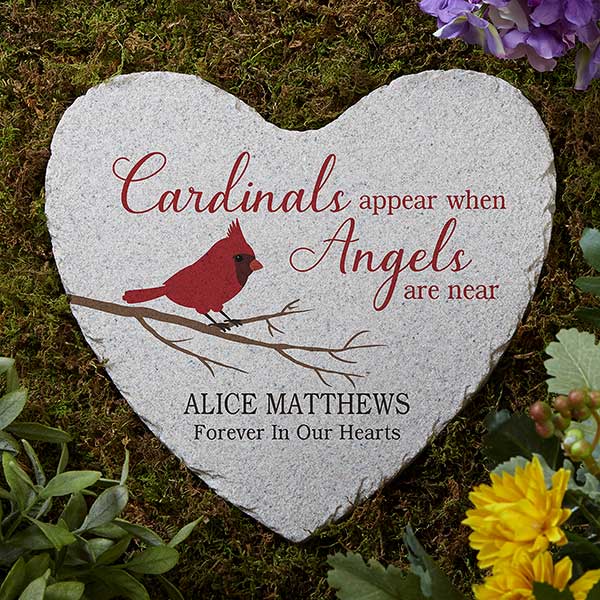 Cardinal Memorial Personalized Heart Garden Stone - 30150