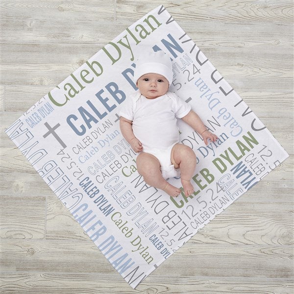 Christening Day Personalized Baby Boy Receiving Blankets