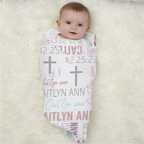 Christening Day Personalized Baby Girl Receiving Blankets