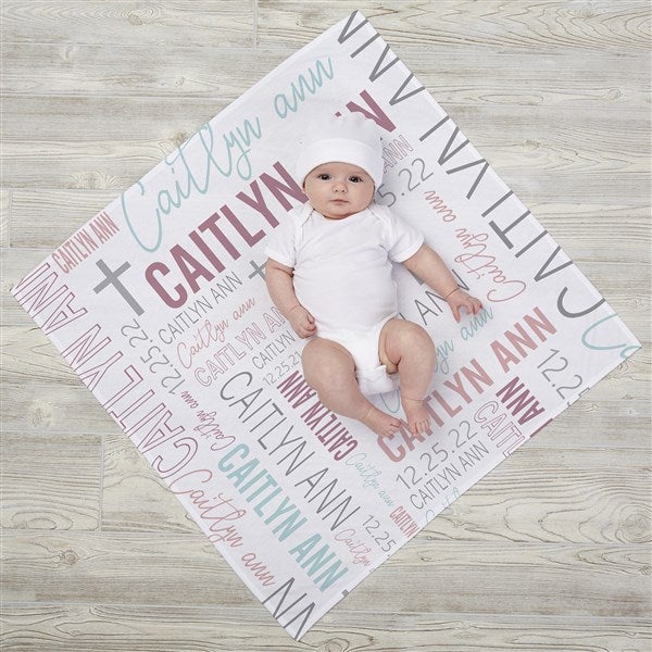 Christening Day Personalized Baby Girl Receiving Blankets