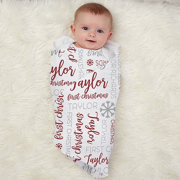 First Christmas Personalized Baby Receiving Blankets - 30199