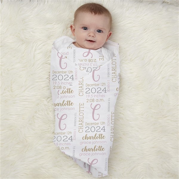 Modern All About Baby Girl Personalized Baby Receiving Blanket - 30202