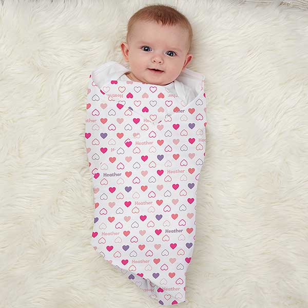 Hearts Personalized Baby Receiving Blanket - 30208