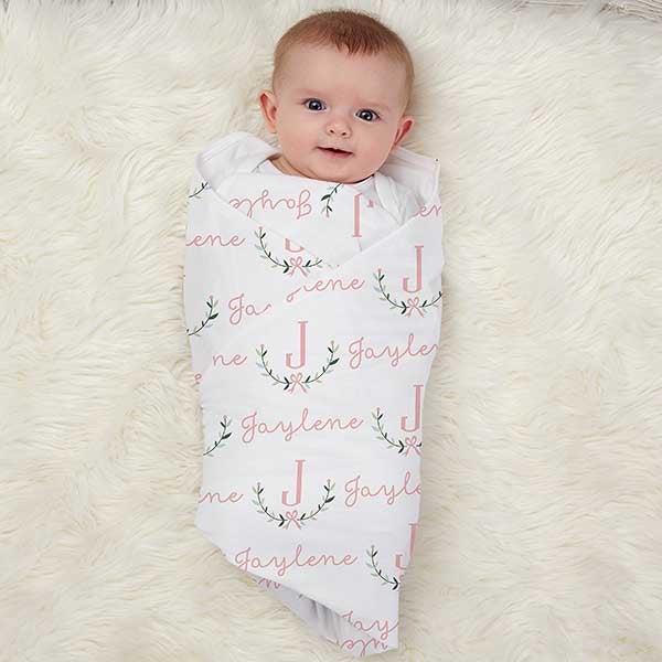 Girly Chic Personalized Baby Receiving Blanket - 30209