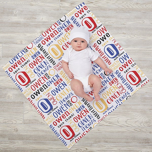 Bright Name Personalized Baby Boy Receiving Blankets