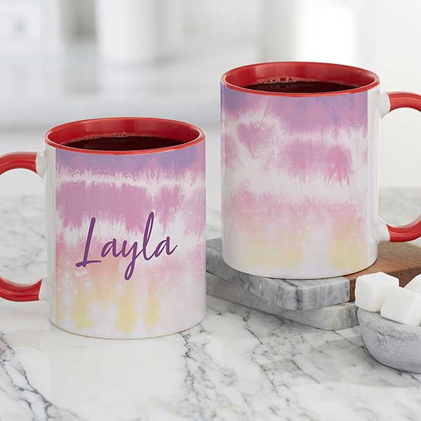 Pastel Tie Dye Personalized Ceramic Coffee Mugs - 30220