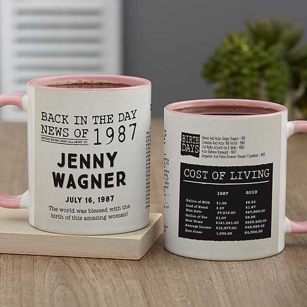 Back in the Day Personalized Coffee Mug 11 oz Pink