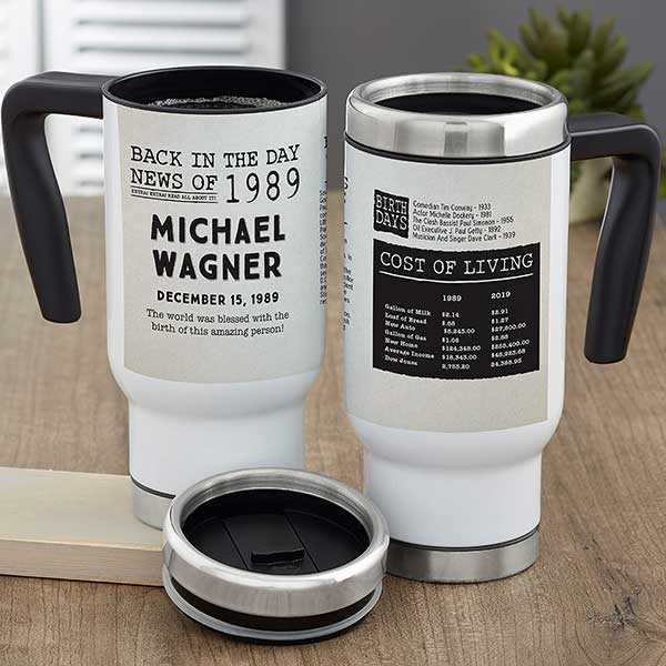 Back in the Day Personalized 14 oz Commuter Travel Mug - 30227