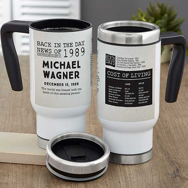 Back in the Day Personalized 14 oz. Commuter Travel Mug