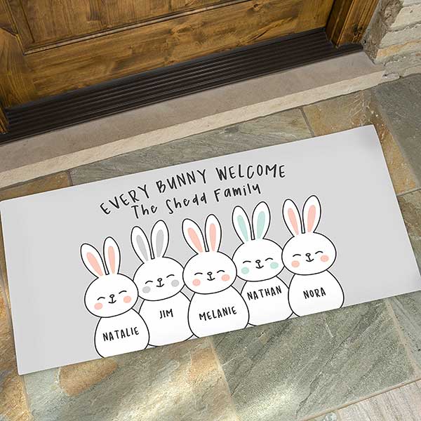 Bunny Family Character Personalized Easter Doormats - 30241