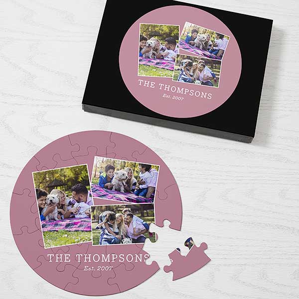 Family Photo Collage Personalized Round Puzzles - 30243