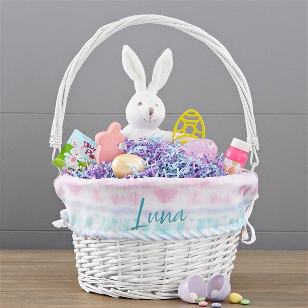 Pastel Tie Dye Personalized Easter Basket With Folding Handle - 30244