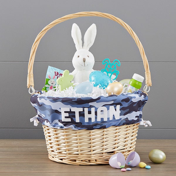 Blue Camo Personalized Easter Basket With Folding Handle - 30248