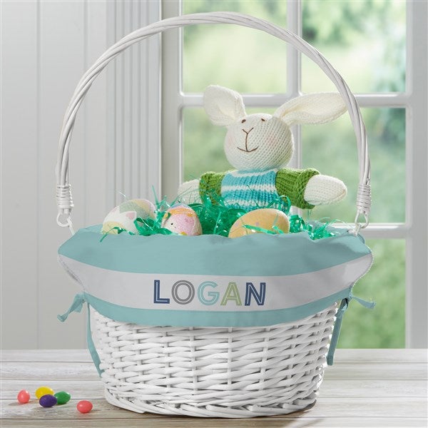 Boy's Colorful Name Personalized Easter Basket With Folding Handle - 30250