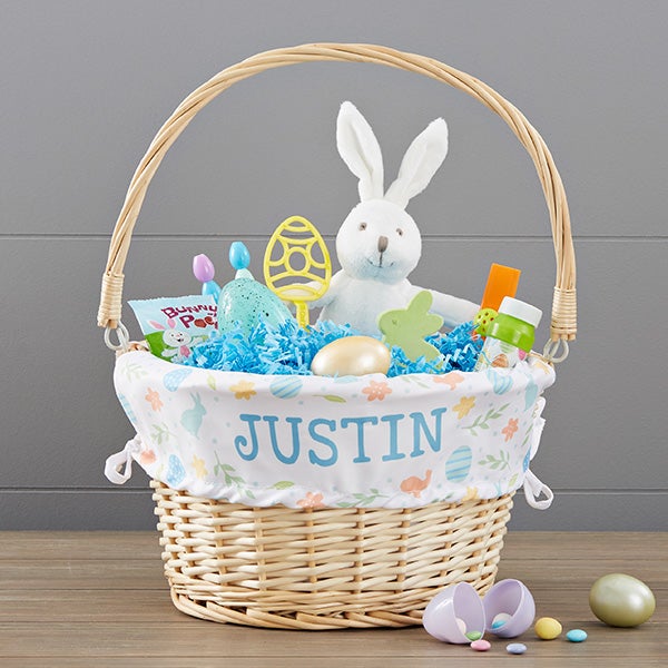 Colorful Easter Pattern Personalized Easter Basket With Folding Handle - 30251