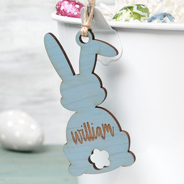 Easter Bunny Personalized Wooden Easter Basket Tags - 30253