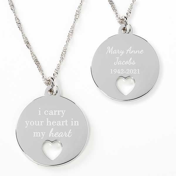 I Carry You In My Heart Personalized Memorial Pendant Necklace - 30331