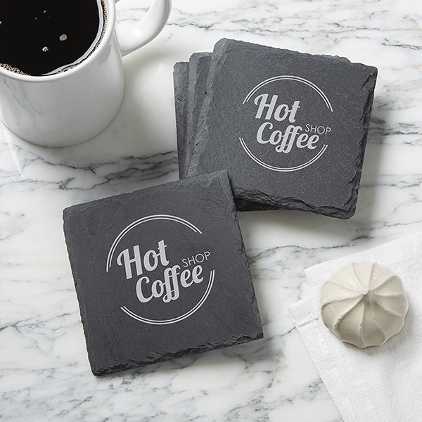 Personalized Logo Engraved Slate Coaster Set - 30345