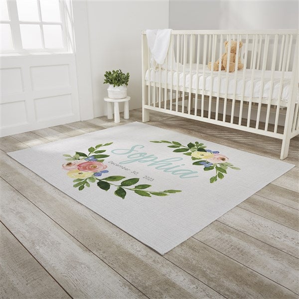 Floral Baby Name Personalized Nursery Area Rugs - 30369