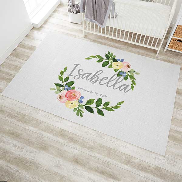 Floral Baby Girl Personalized Nursery Area Rug 60x96 Baby Gifts