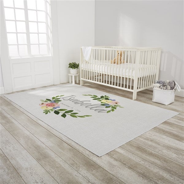 Floral Baby Name Personalized Nursery Area Rugs - 30369