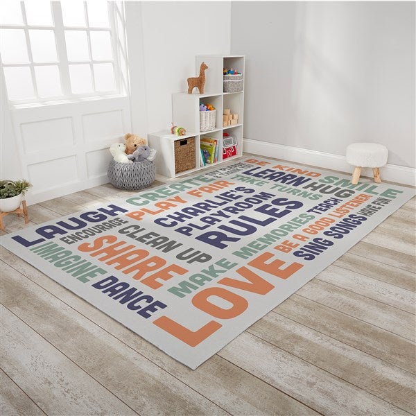 Playroom Rules Personalized 60x96 Playroom Area Rug
