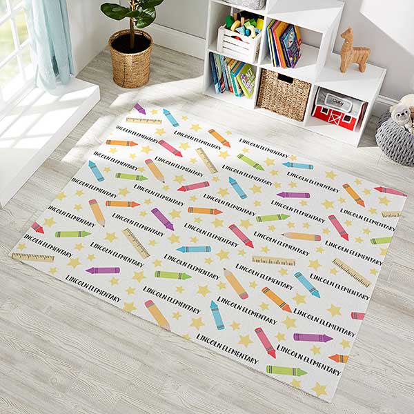 School Supplies Personalized 48x60 Classroom Area Rug Teacher Gifts