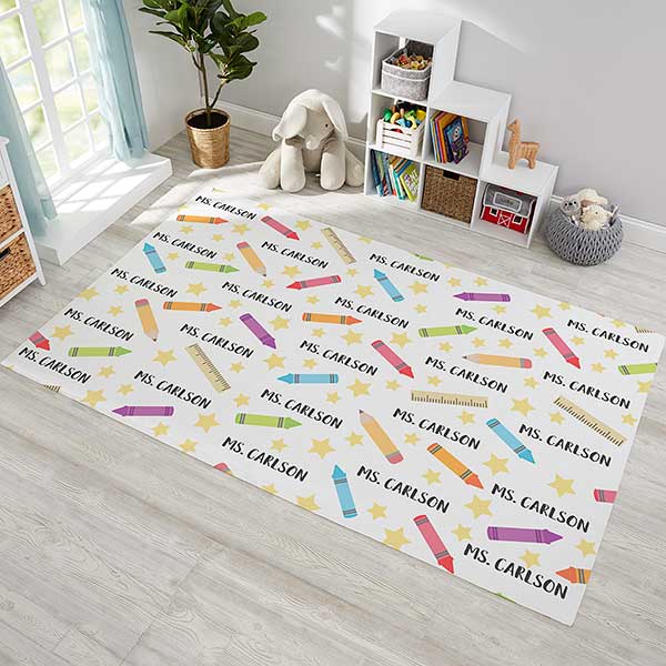 School Supplies Personalized 60x96 Classroom Area Rug Teacher Gifts