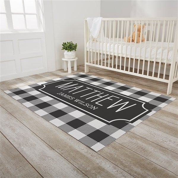 Black & White Buffalo Check Personalized Nursery Area Rugs - 30388