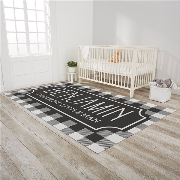 Black & White Buffalo Check Personalized Nursery Area Rugs - 30388