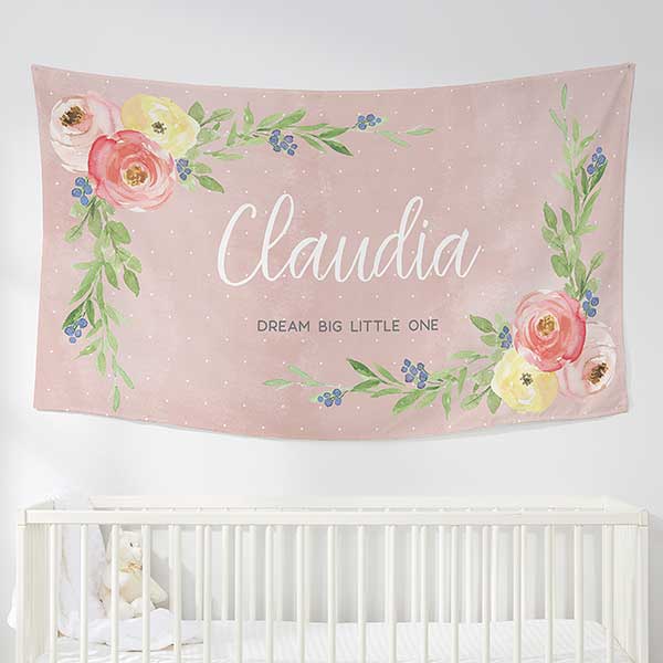 Floral Baby Personalized Wall Tapestry - 30393