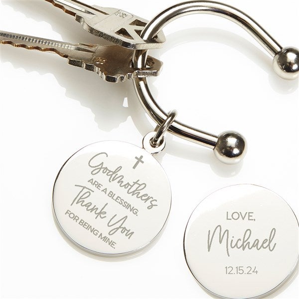 Godparent Gift Silver-Plated Personalized Keyring - 30415