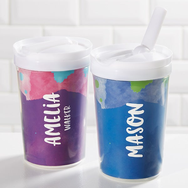 Watercolor Name Personalized Toddler 8oz Sippy Cup - 30441