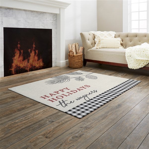 Festive Foliage Personalized Christmas Area Rugs - 30448