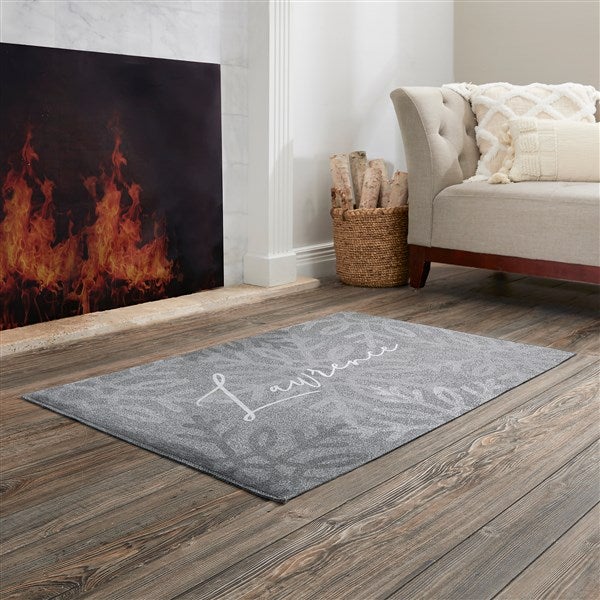 Neutral Snowflakes Personalized Winter Area Rugs - 30450
