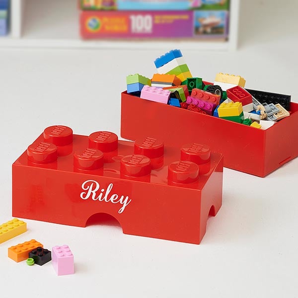 Personalized LEGO Storage Brick Container - Small Bright Red