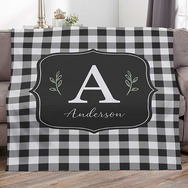 Black & White Buffalo Check Personalized Blankets - 30475