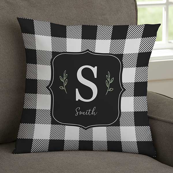 Black & White Buffalo Check Personalized Throw Pillows - 30476