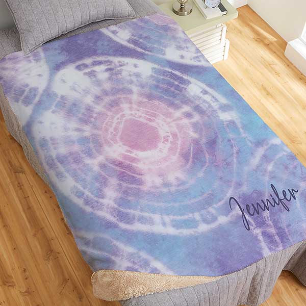 Pastel Tie Dye Personalized Blankets for Kids - 30478