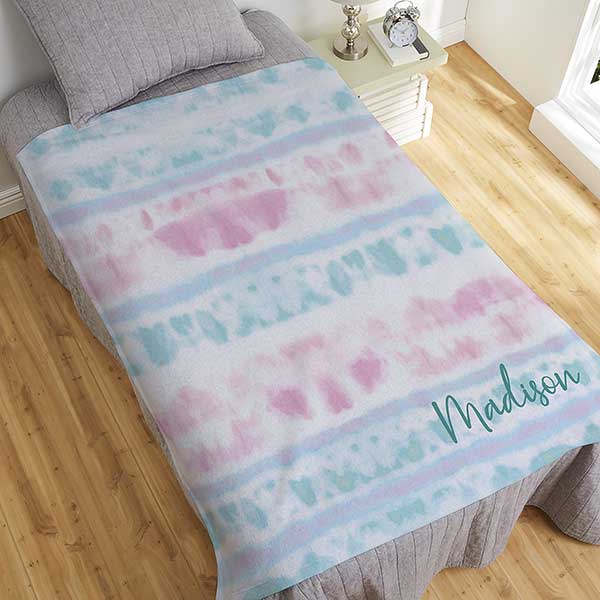 Pastel Tie Dye Personalized Blankets for Kids - 30478