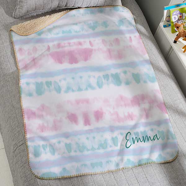 Pastel Tie Dye Personalized 30x40 Sherpa Baby Blanket